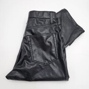 Abercrombie & Fitch Women 90's Straight Ultra High Black Vegan Leather Pant READ